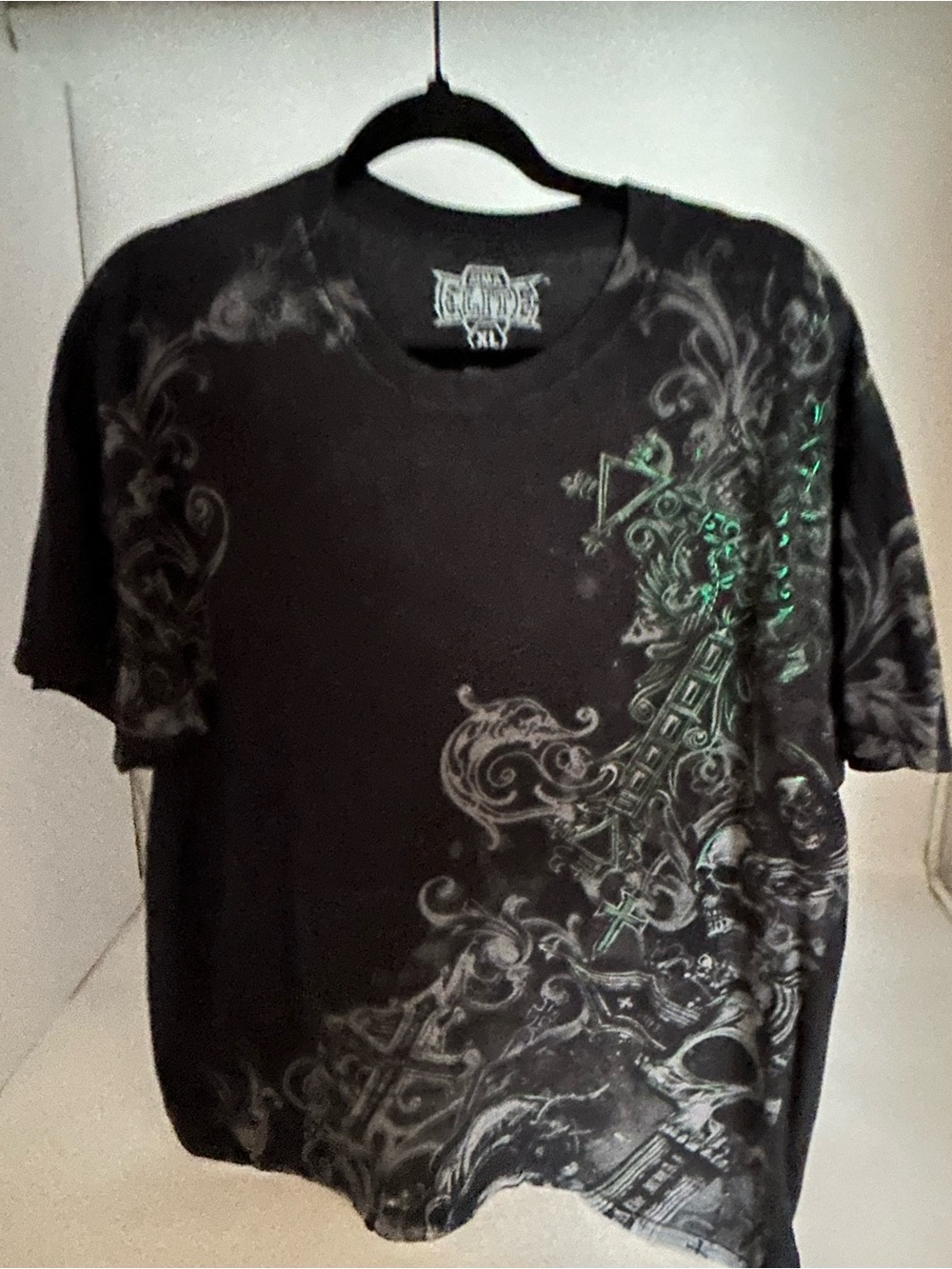 Y2K MMA Elite Graphic T-shirt With Skull and Cross Graphics XL